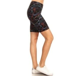 Large Size Womens/Juniors Buttery Soft Scribble Pattern Printed Shorts‎